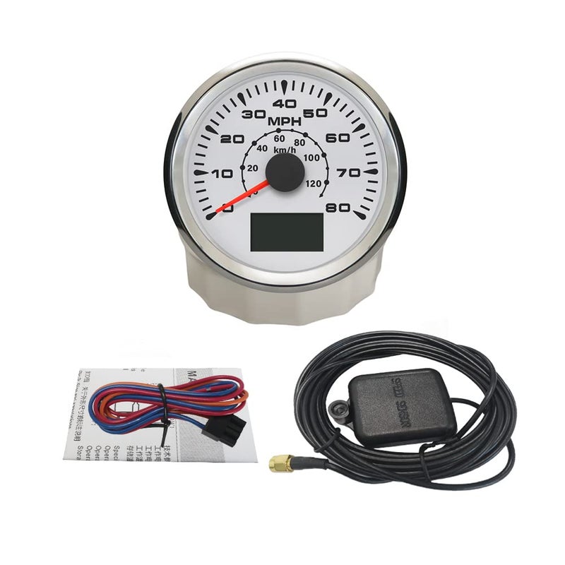 ELING 3 3/8" Waterproof Marine Auto GPS Speedometer Odometer Kit 0-80MPH 0-120KM/H with ODO Course Tripmeter 85mm 12V 24V - Image 5